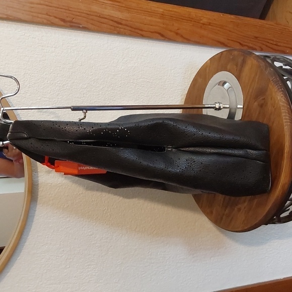 Montana West Black Faux Leather Perforated Large Sling Bag W/ POUCH New! - Picture 2 of 7